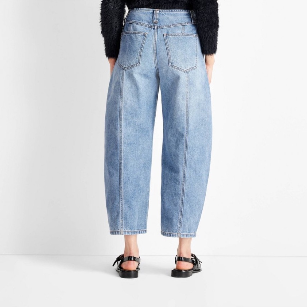 Women's Mid-Rise Barrel Leg Jeans - Future Collective Medium Wash - Picture 4 of 6